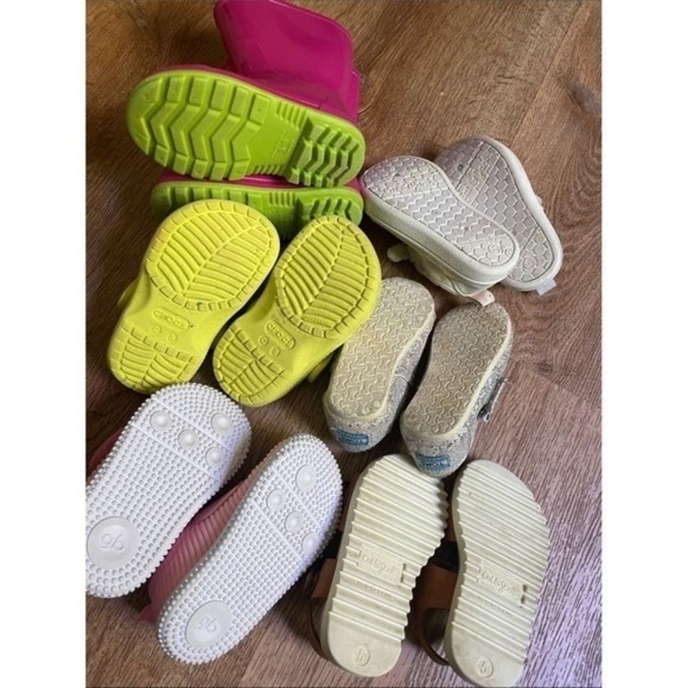 Crocs Toms Toddler Shoe Bundle Rubber Canvas Glitter Size 5 6 Mixed Lot - Picture 9 of 15